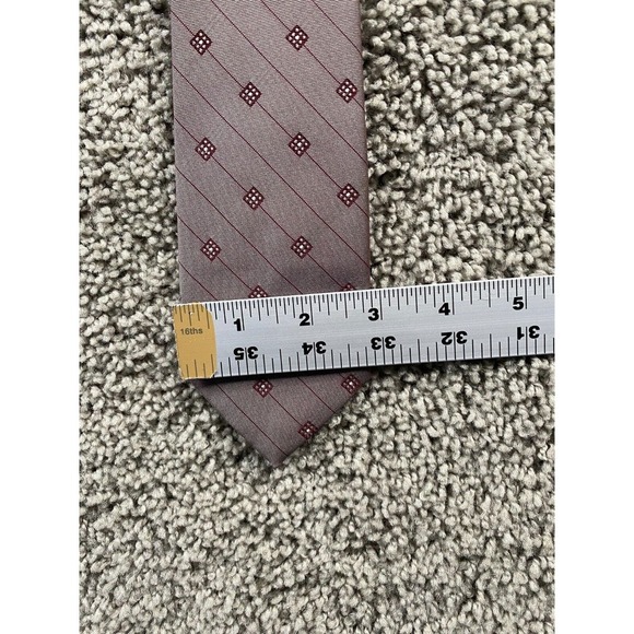 VINTAGE Serge Saint Yves Neck Tie Mens Gray Red Polyester Business Casual FLAW - Picture 9 of 10